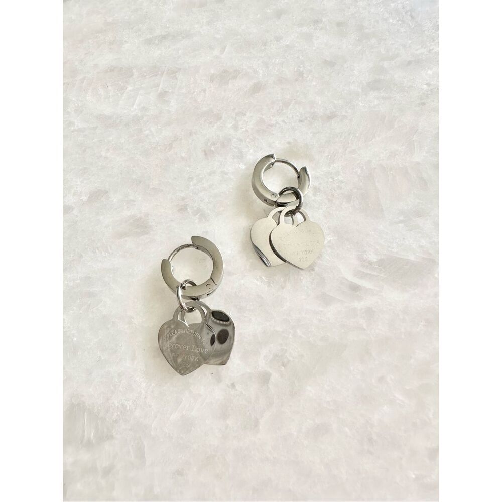 Forever love double heart dangle ear